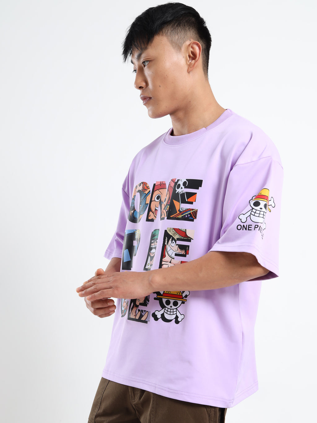 Men's Lilac One Piece Straw Hat Oversized T-Shirt