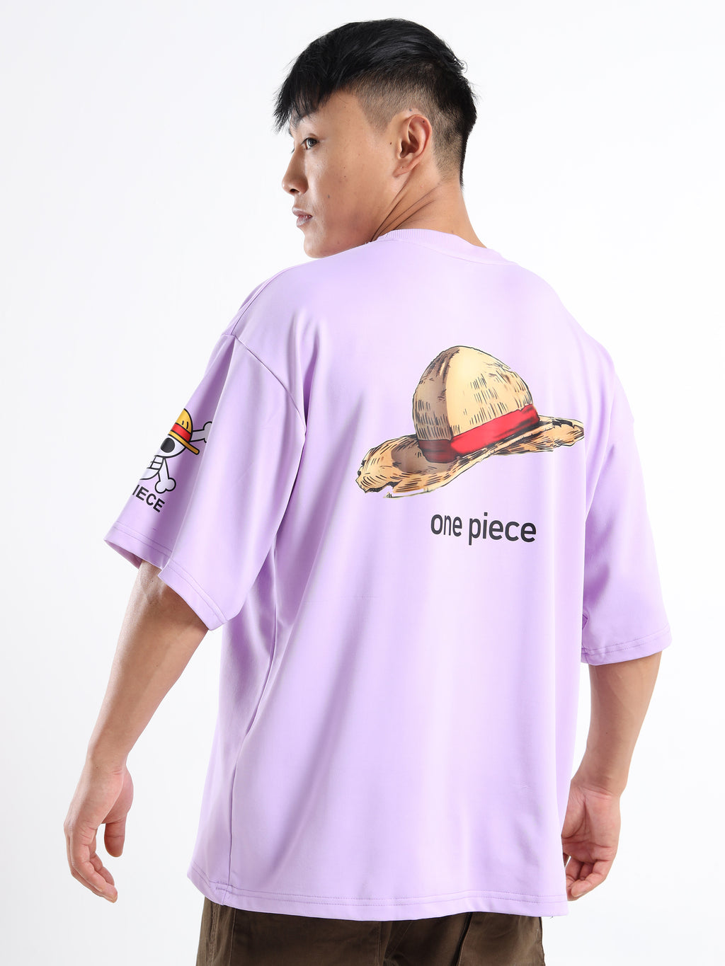 Men's Lilac One Piece Straw Hat Oversized T-Shirt
