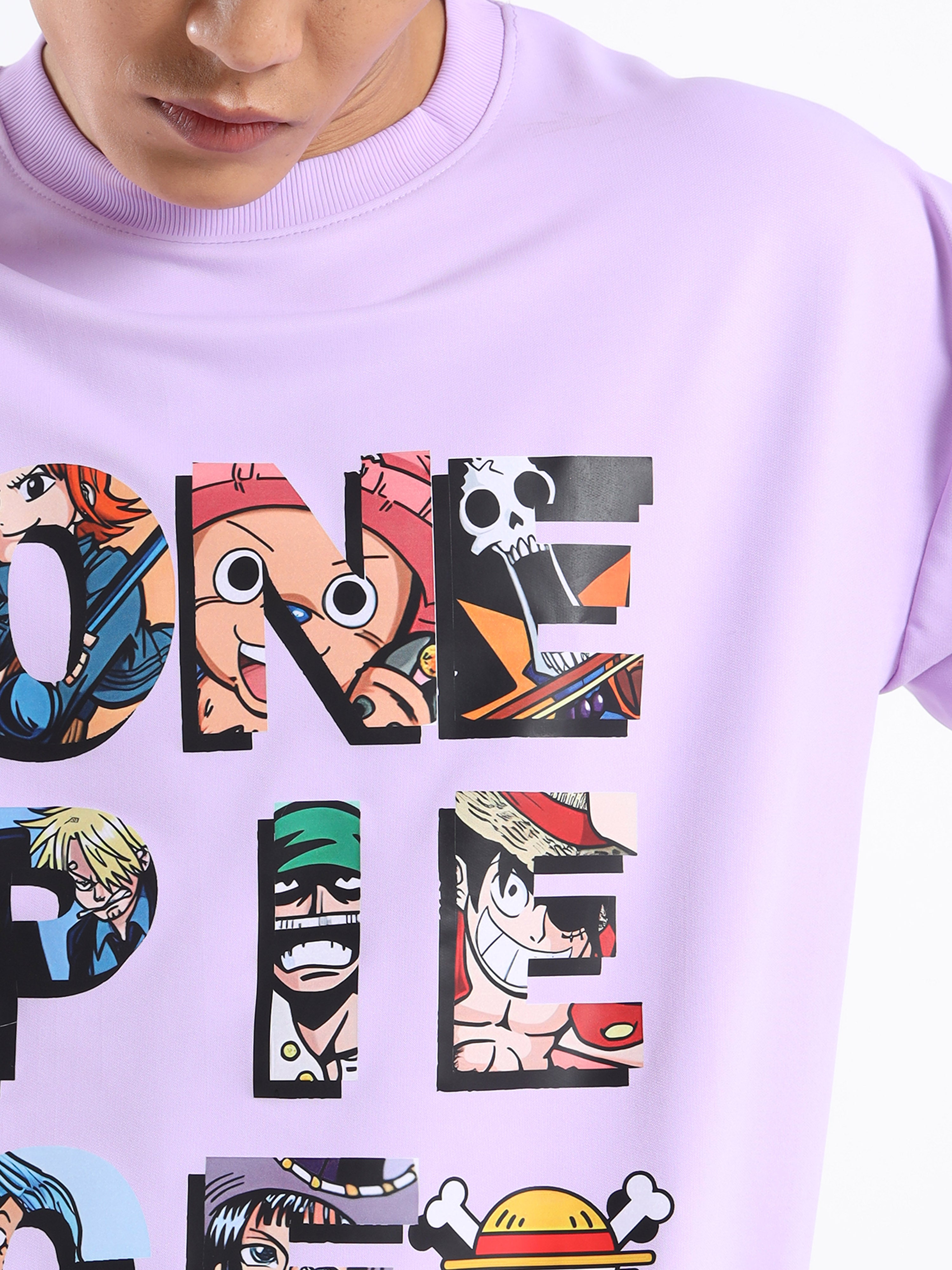 Men's Lilac One Piece Straw Hat Oversized T-Shirt