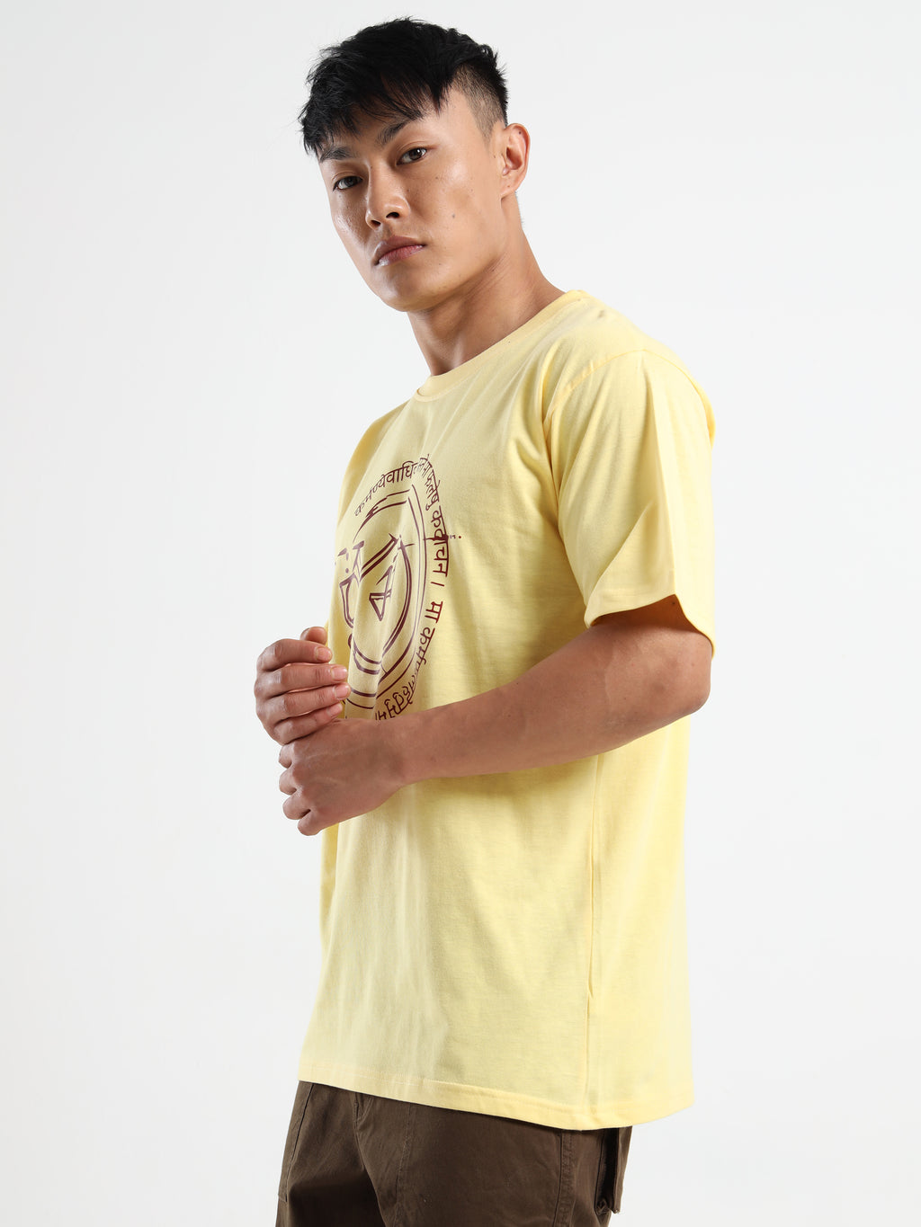 Men's Light Yellow Karm Sanskrit Graphic T-Shirt