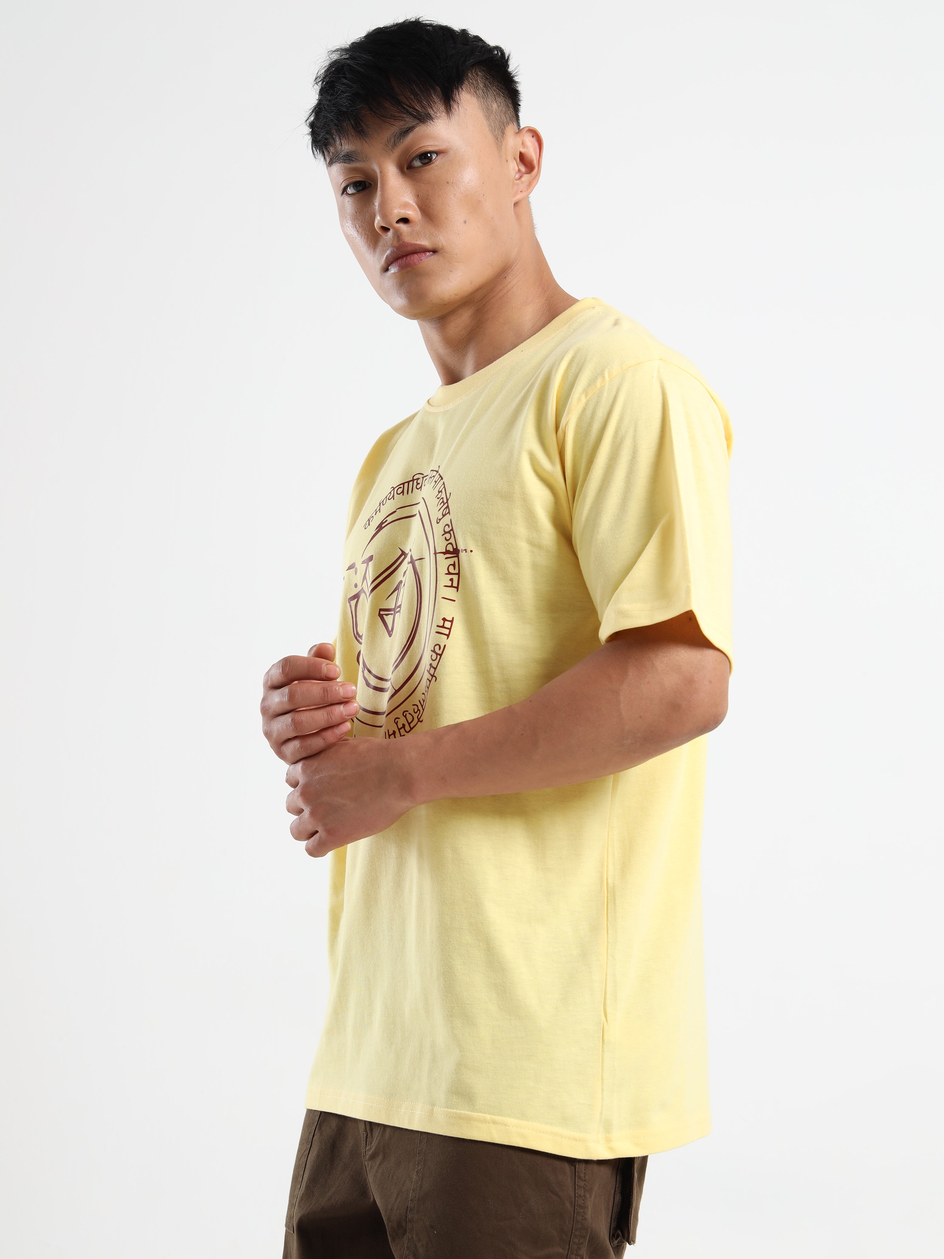 Men's Light Yellow Karm Sanskrit Graphic T-Shirt