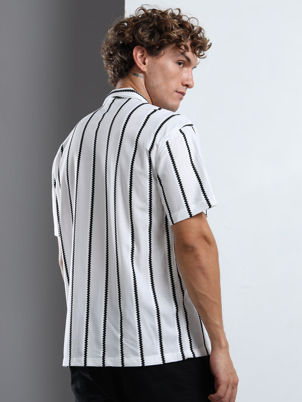 Men's  White Striped Shirt
