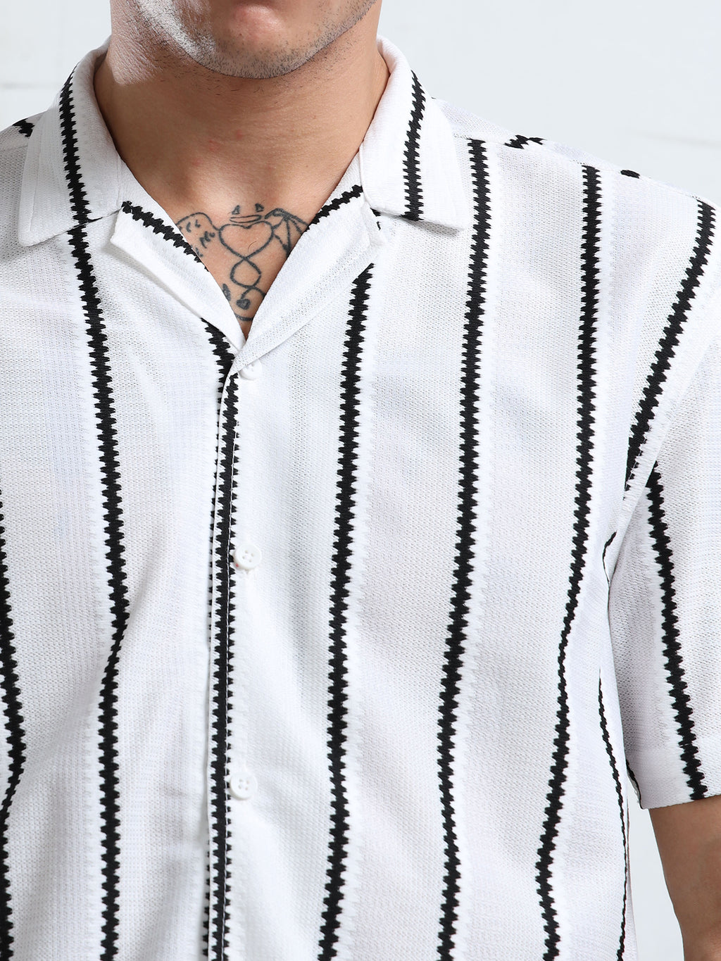 Men's  White Striped Shirt