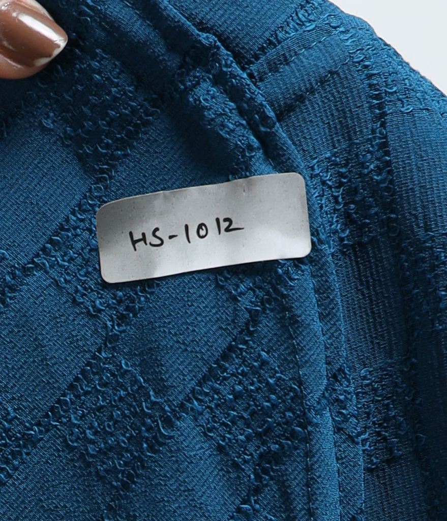 Men's Teal Patterned Textured Short Sleeve Casual Shirt