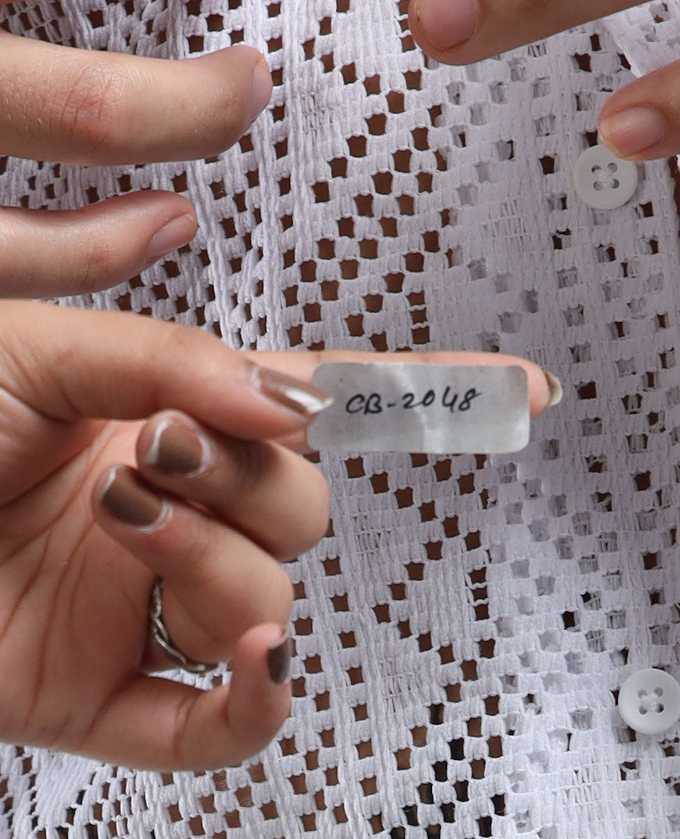 Men Textured Cuban Collar Casual White Shirt