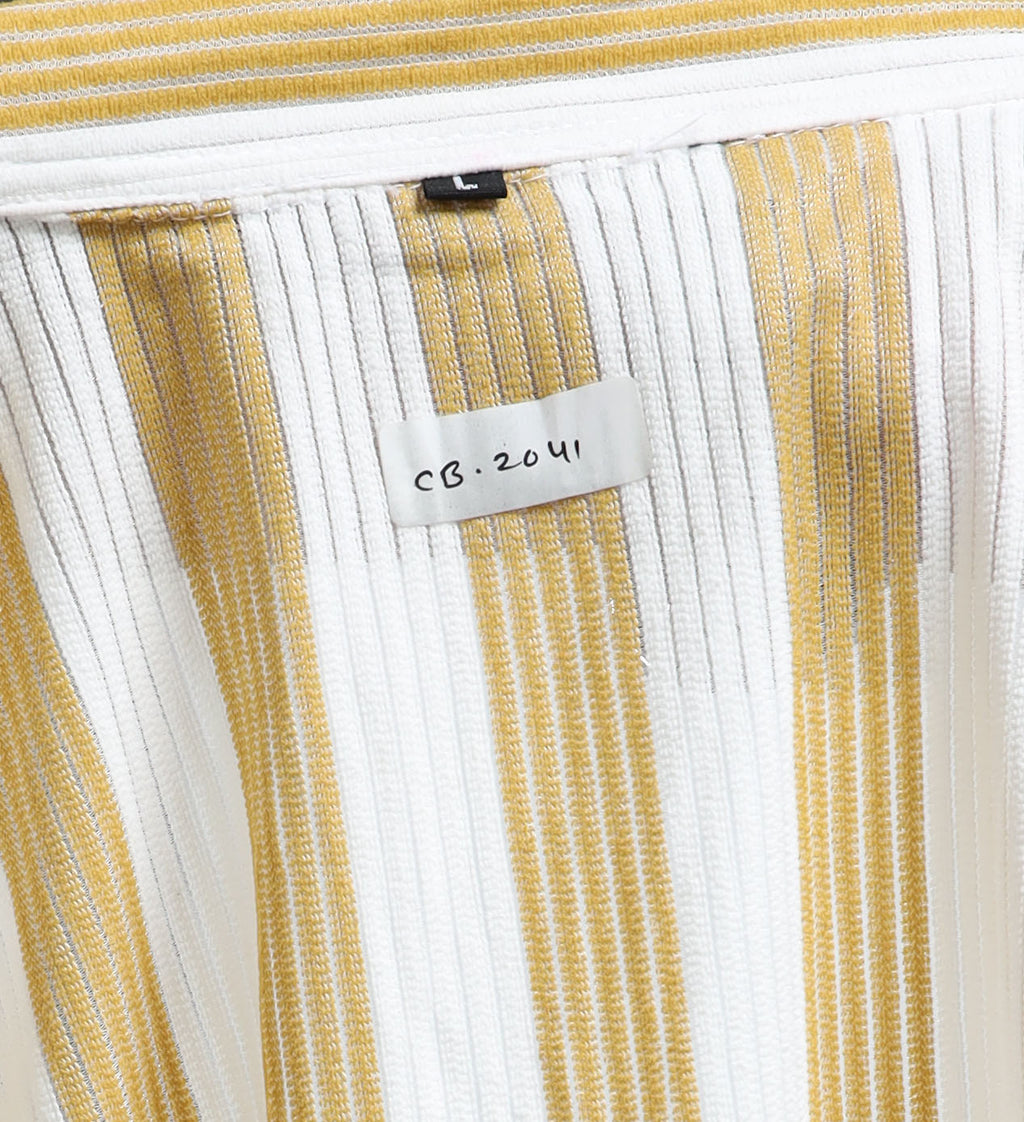 Men's Yellow Vertical Stripe Cuban Shirt