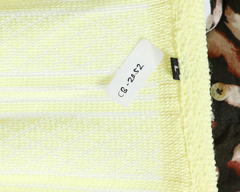 Men's Textured Cuban Collar Casual Yellow Shirt