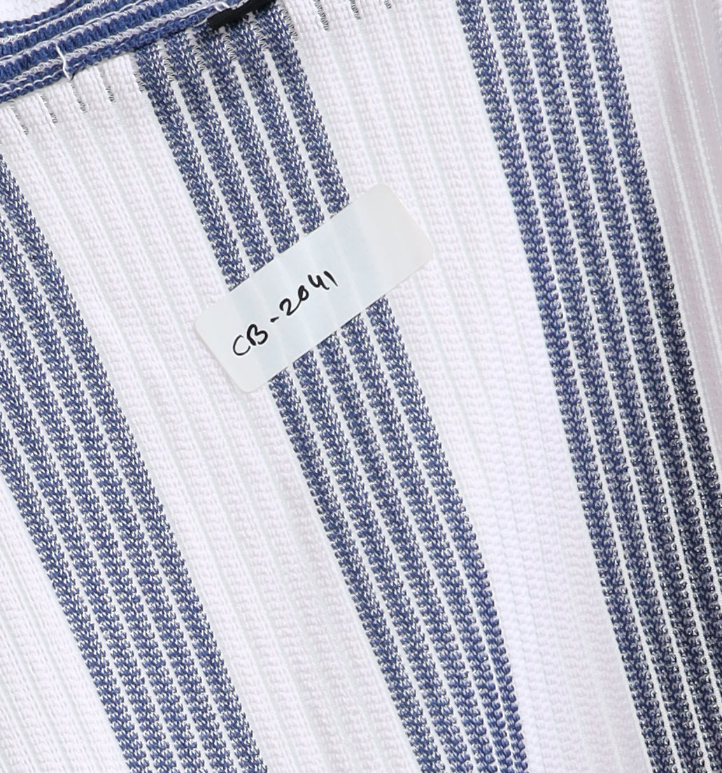 Men's Navy Blue Vertical Stripe Cuban Shirt