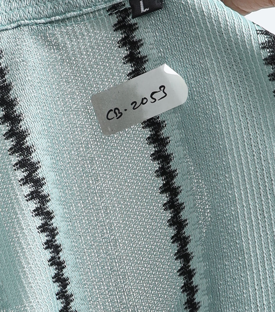 Men's  Mint Green Striped Knit Shirt