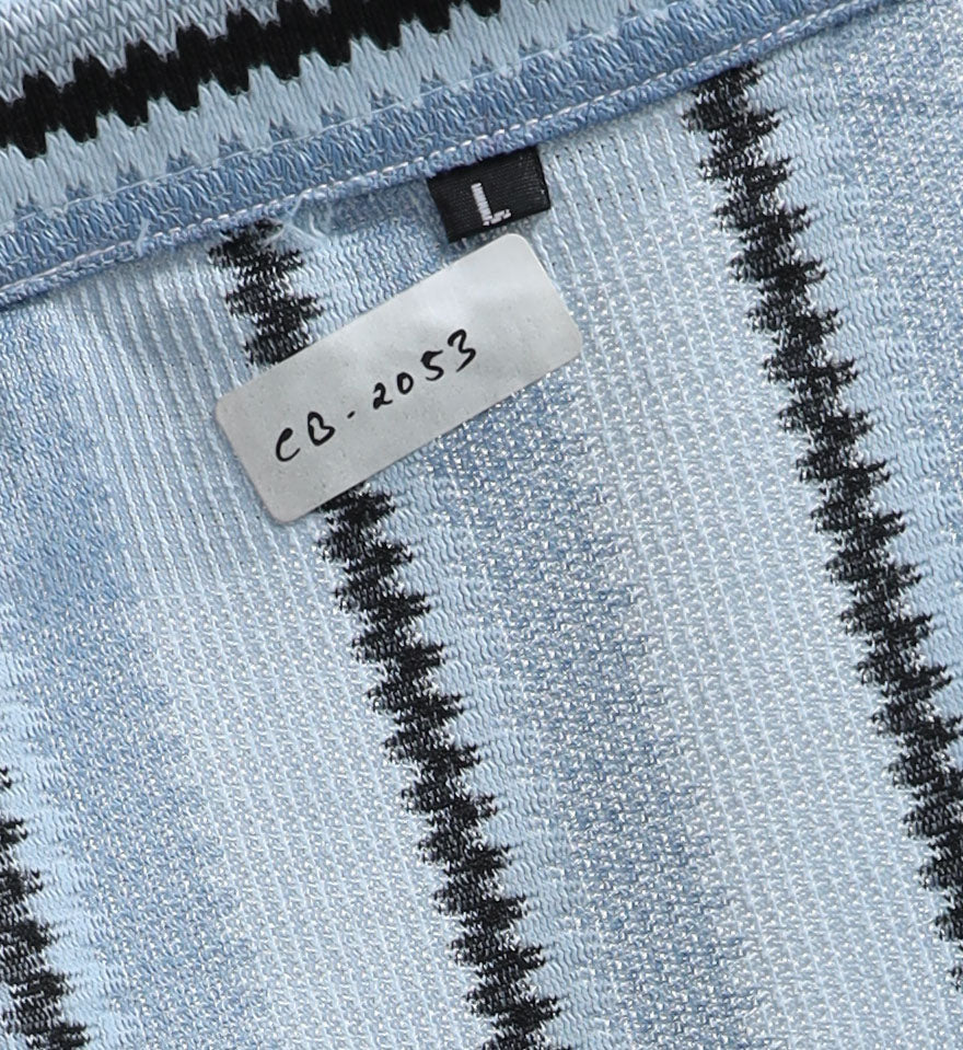 Men's Blue Striped Knit Shirt