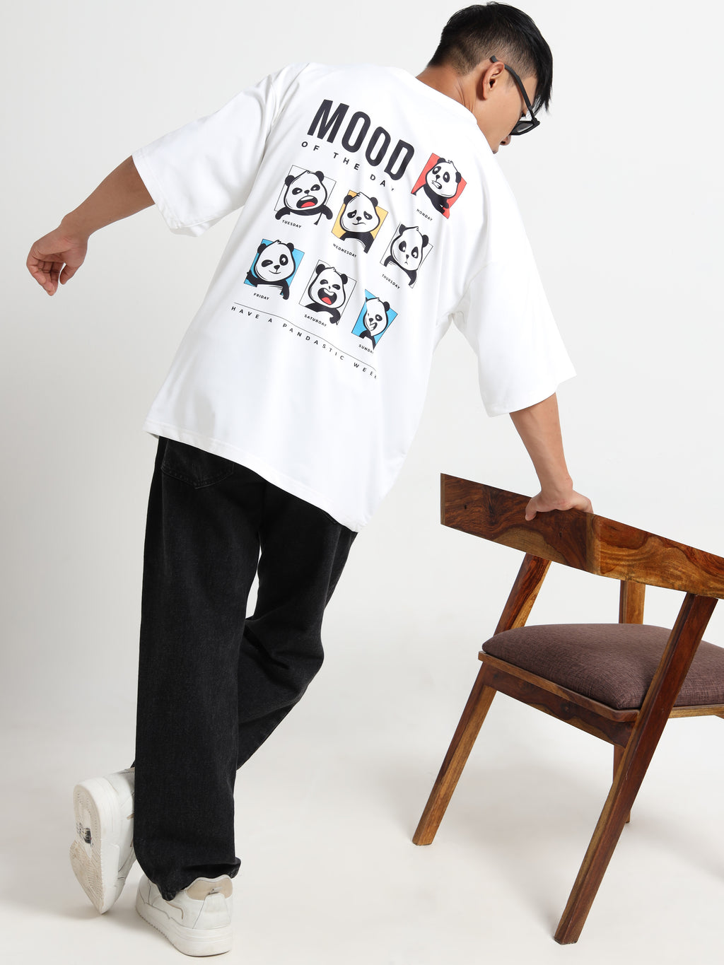 Men's Beige Japanese Oni Mask Oversized T-Shirt
