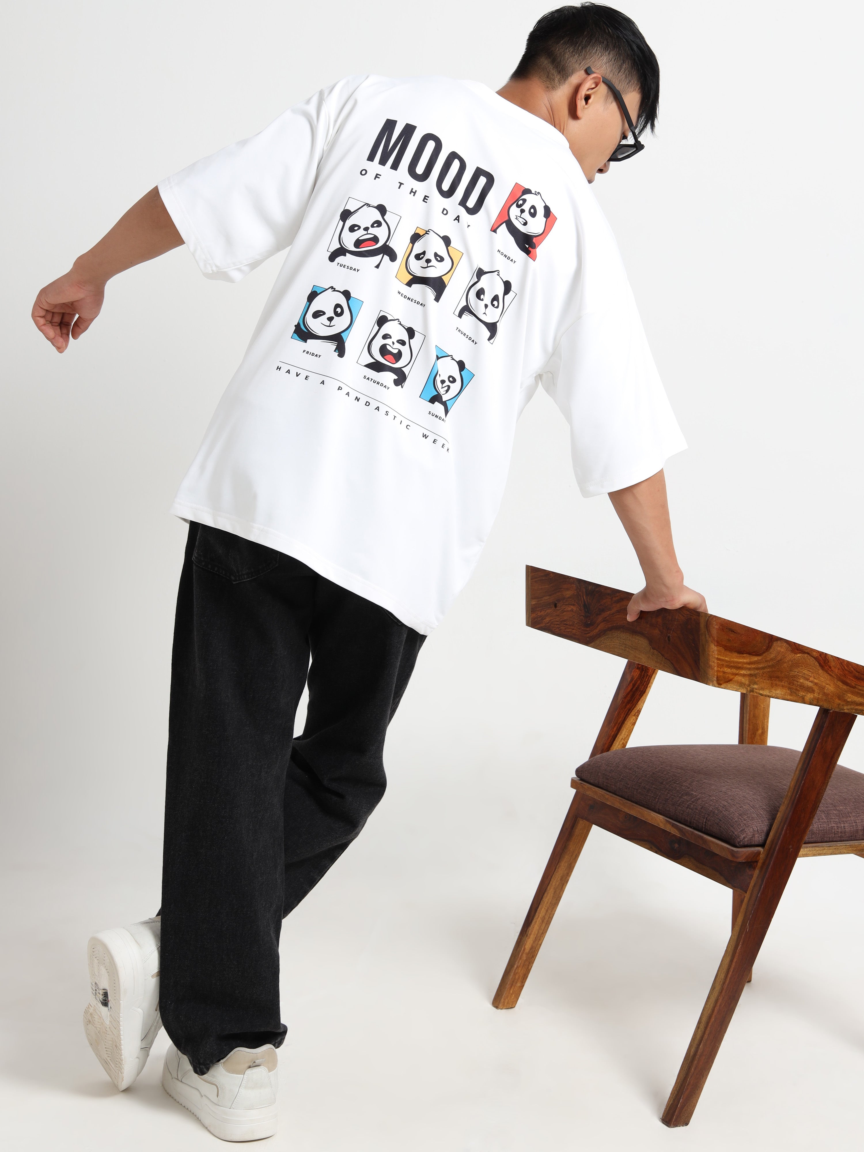 Men's Beige Japanese Oni Mask Oversized T-Shirt