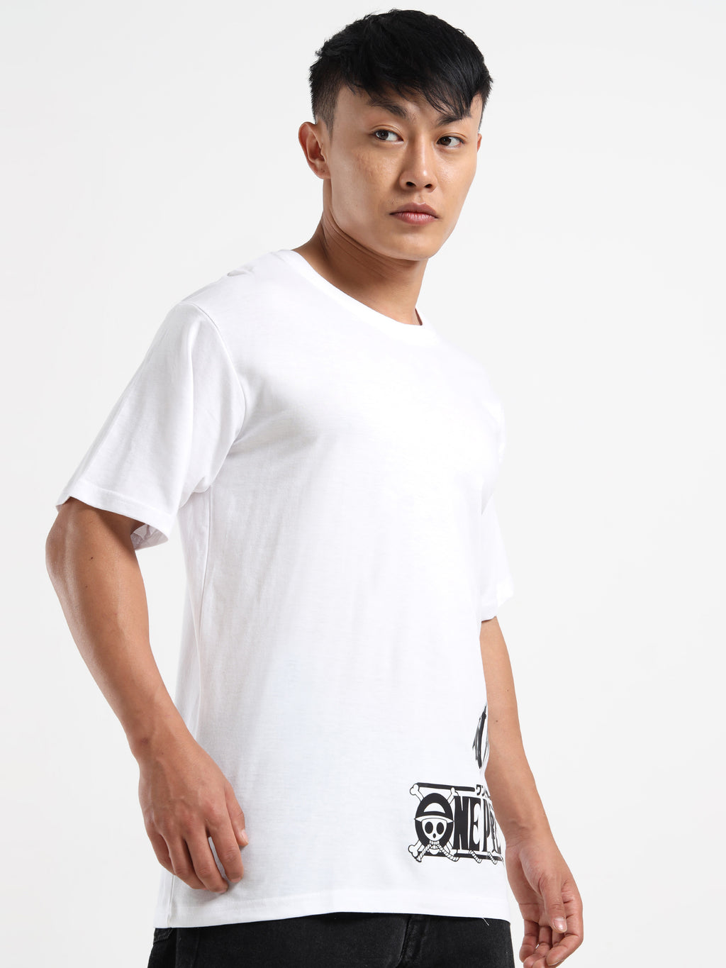 Men's White One Piece Luffy Character Graphic T-Shirt