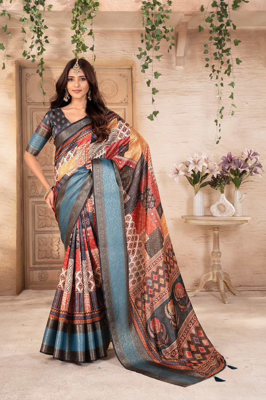 Digital Print Pashmina Saree For Women | Party Wear Saree