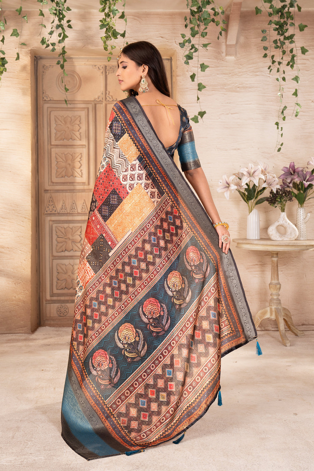 Digital Print Pashmina Saree For Women | Party Wear Saree