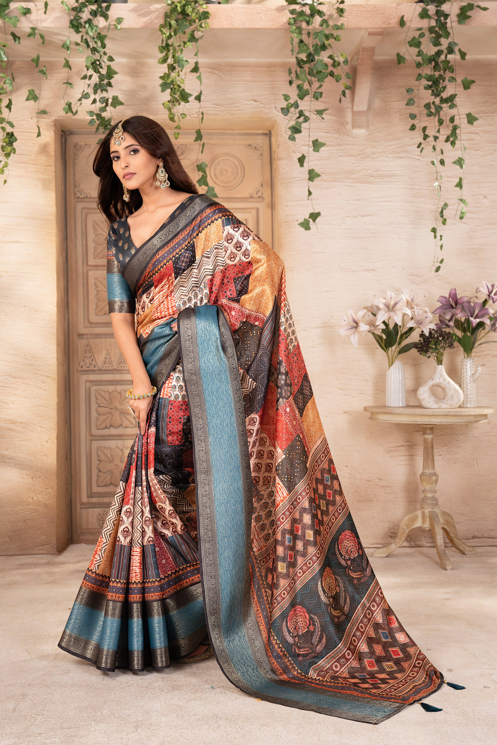 Digital Print Pashmina Saree For Women | Party Wear Saree