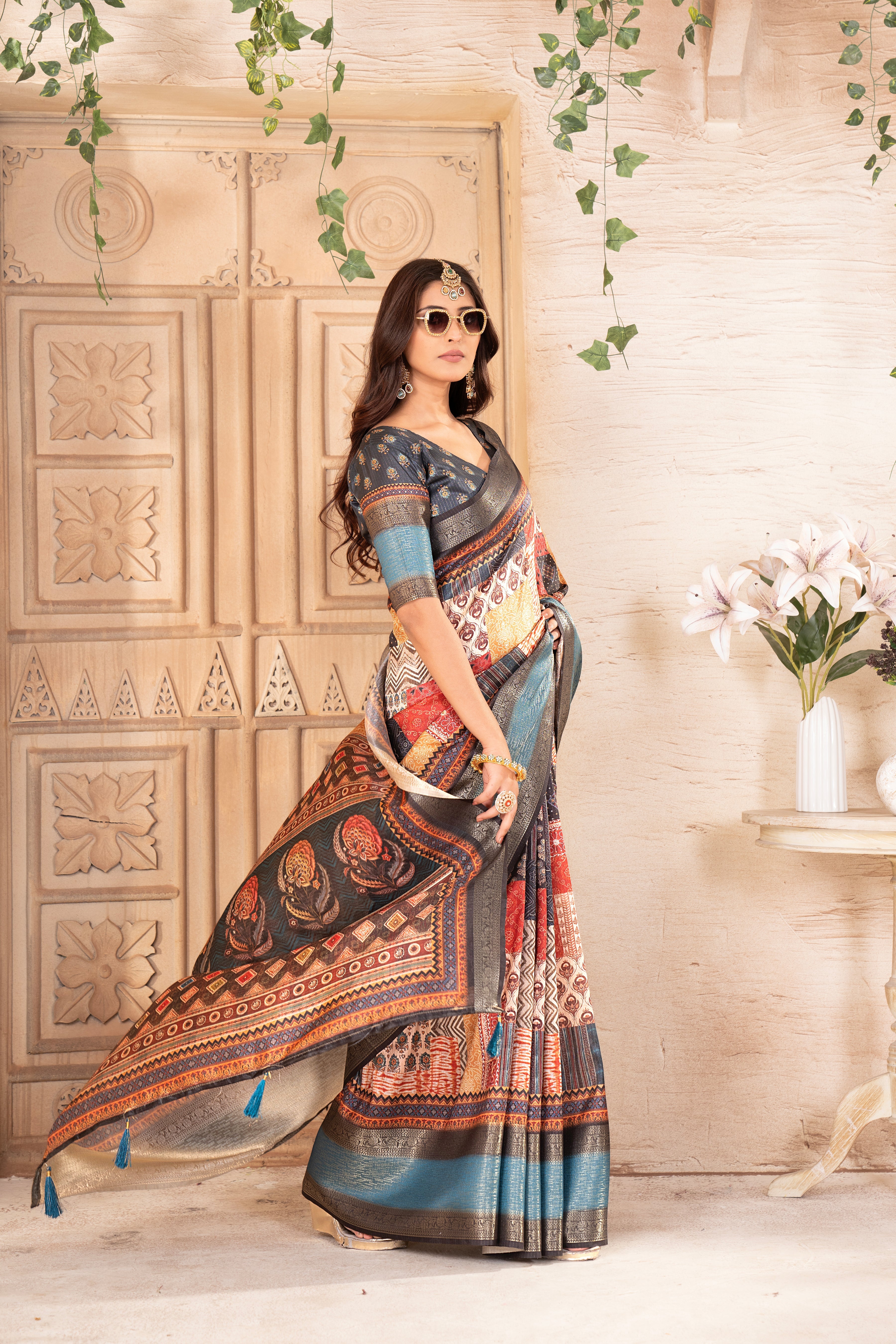 Digital Print Pashmina Saree For Women | Party Wear Saree