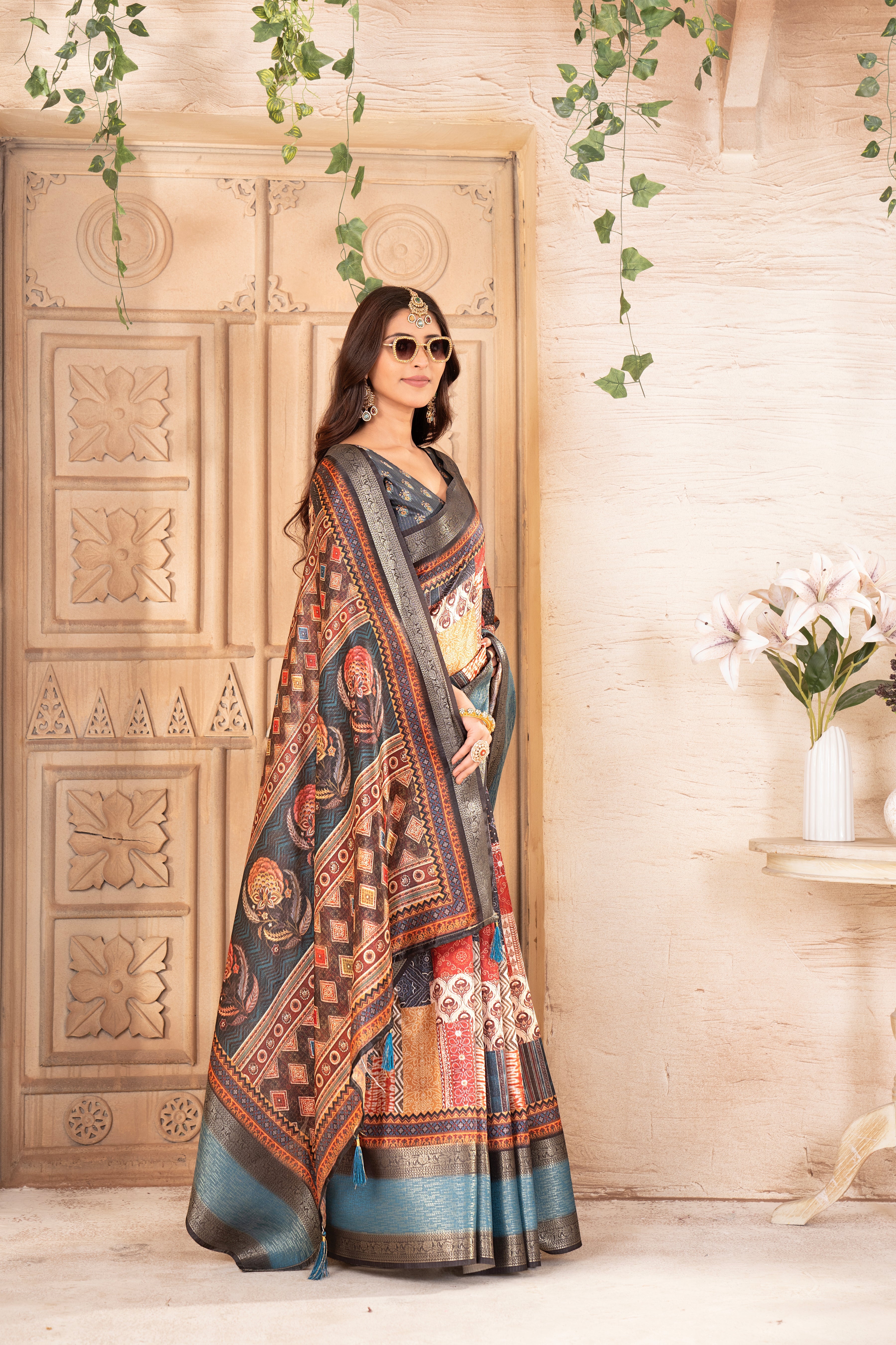 Digital Print Pashmina Saree For Women | Party Wear Saree