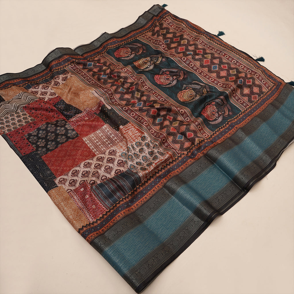 Digital Print Pashmina Saree For Women | Party Wear Saree