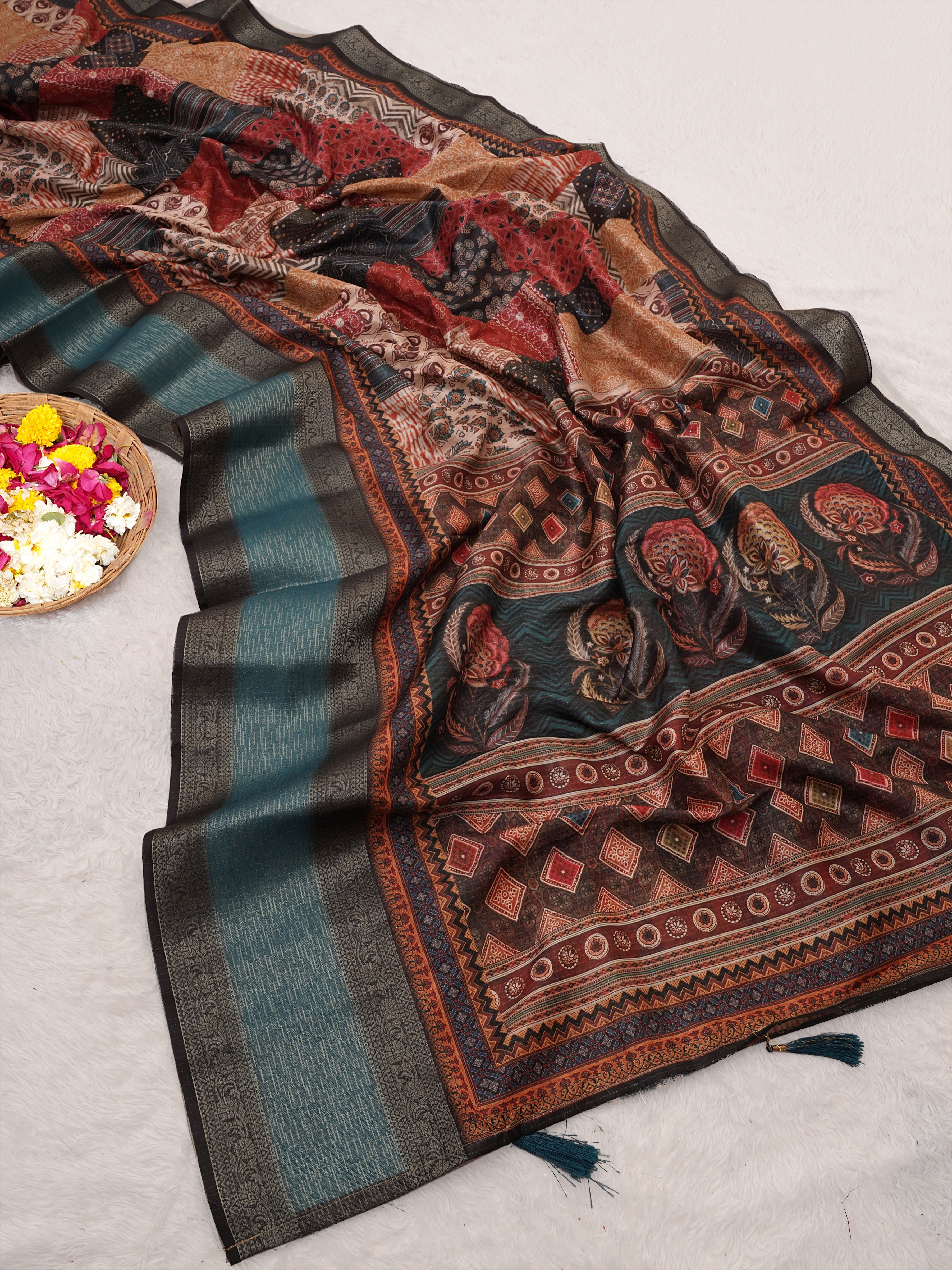 Digital Print Pashmina Saree For Women | Party Wear Saree