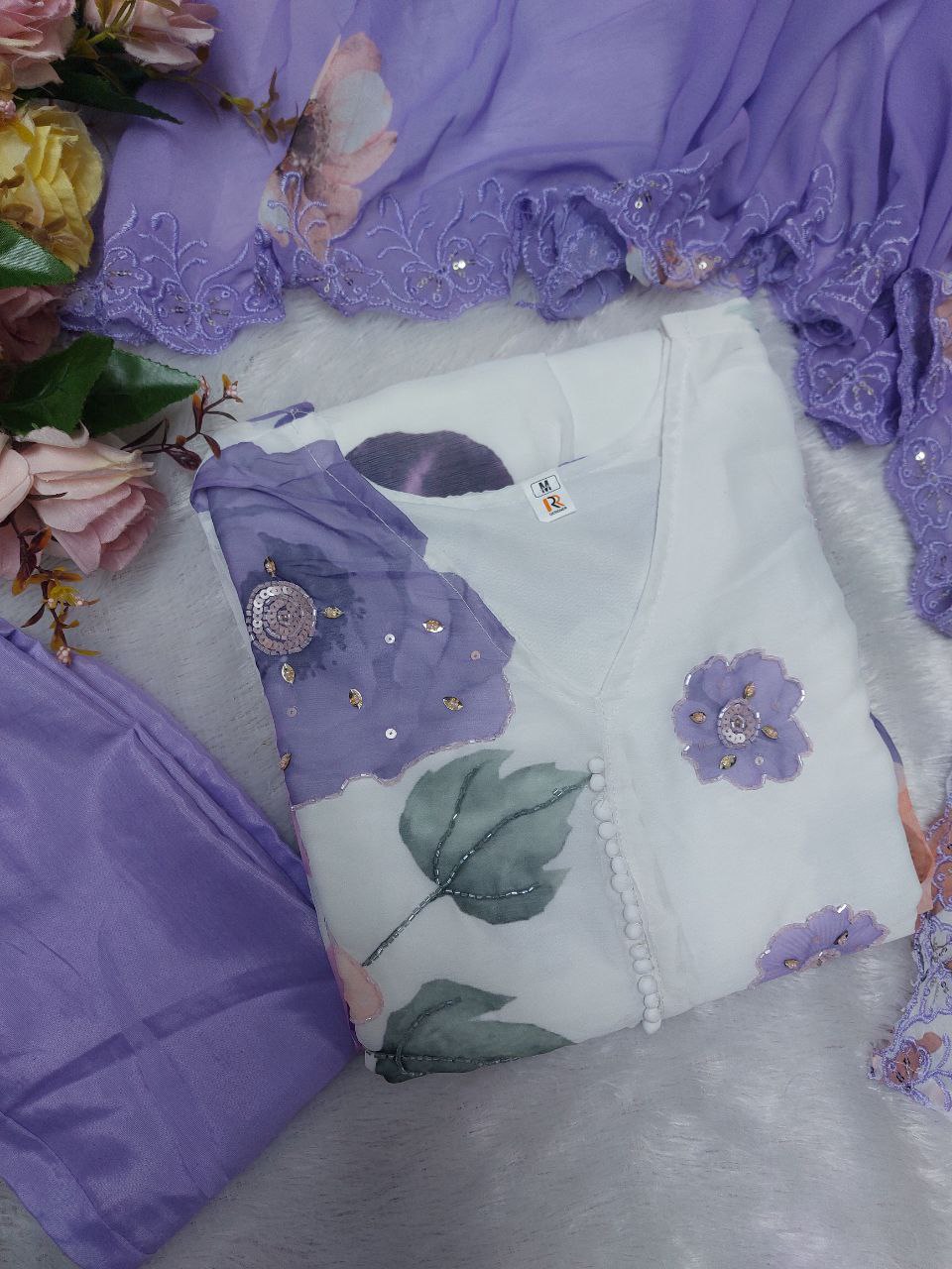 Women's Multi Color Faux Georgette Printed Anarkali set