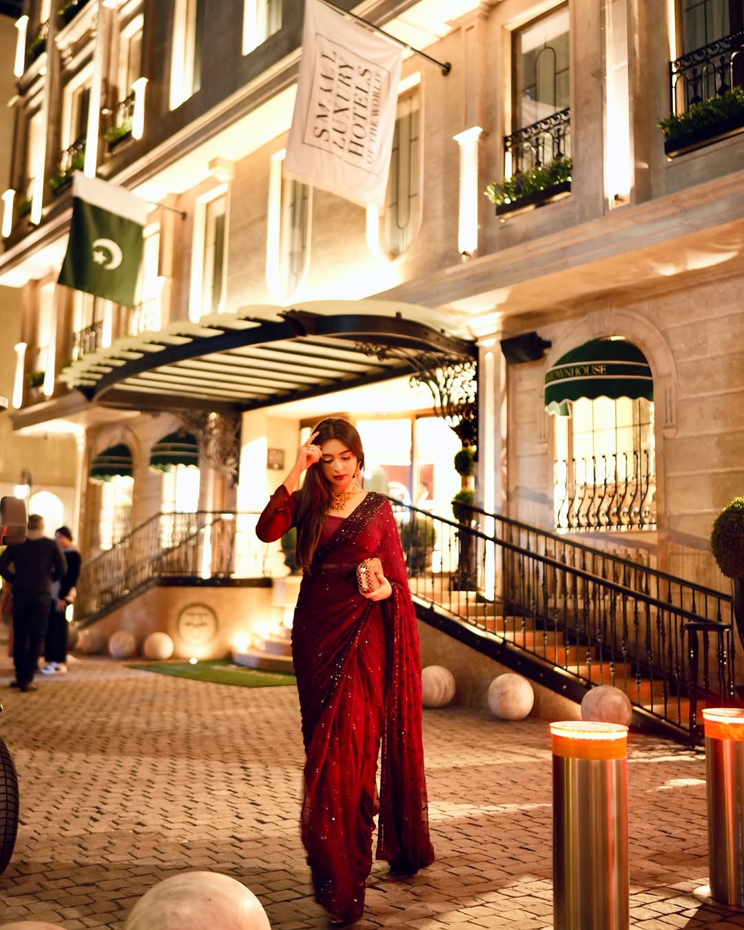 Maroon Colour Georgette Fabric With Sequence Work Saree