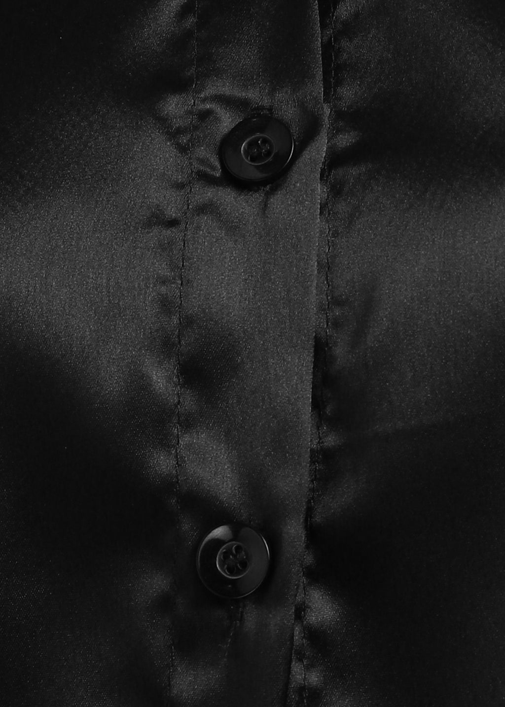 Women Black Satin Long Sleeve Button-Down Shirt Top