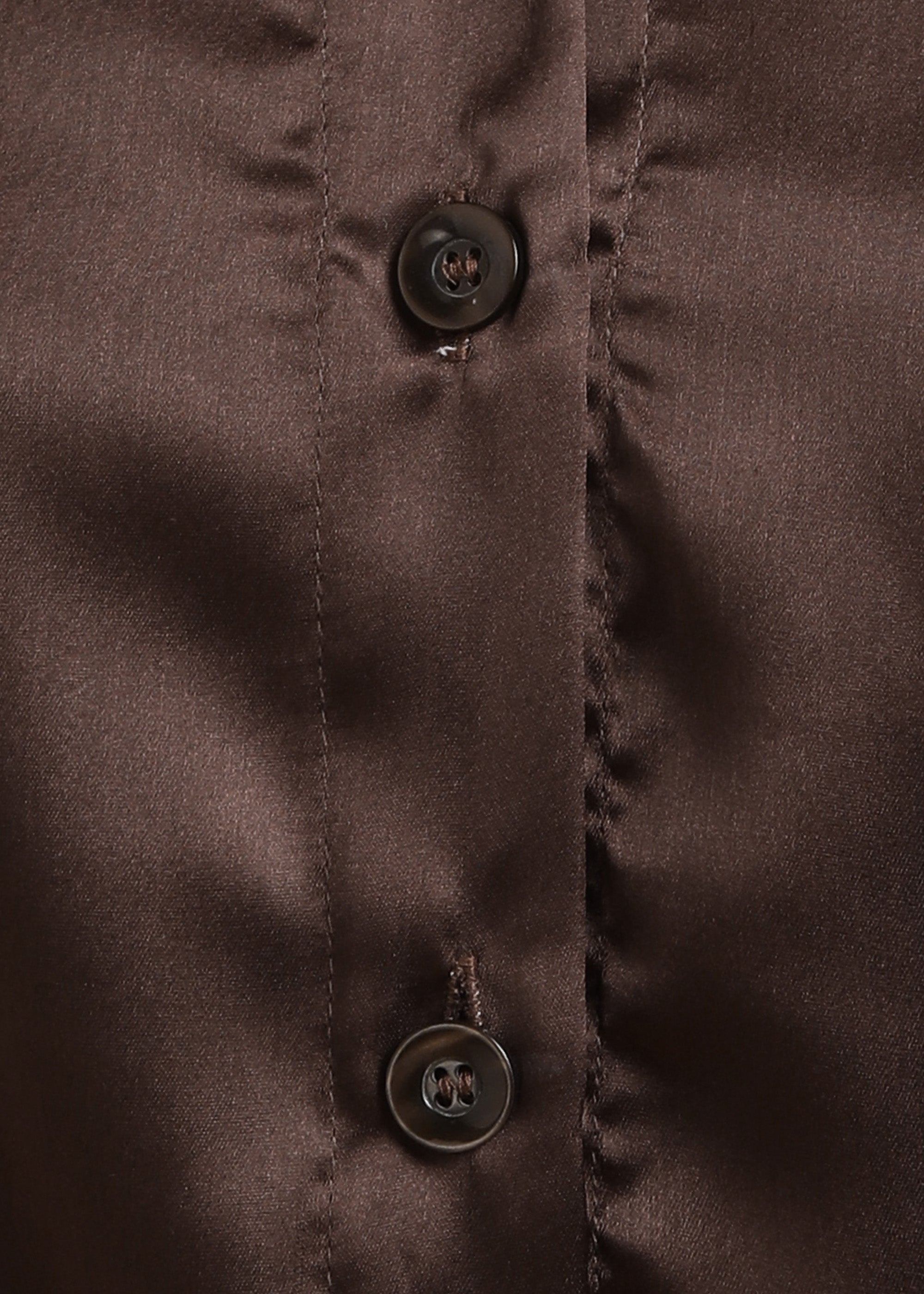 Women Brown Satin Long Sleeve Button-Down Shirt Top