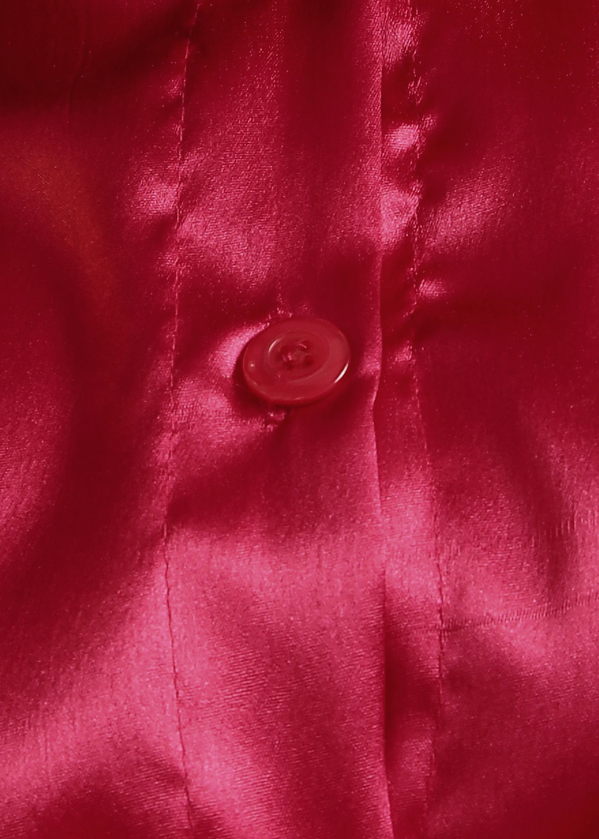 Women Dark Pink Satin Long Sleeve Button-Down Shirt Top