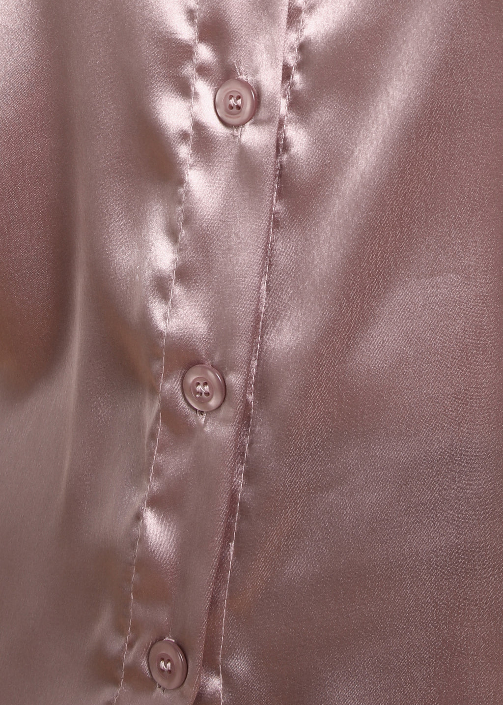 Women Rose Pink Satin Long Sleeve Button-Down Shirt Top