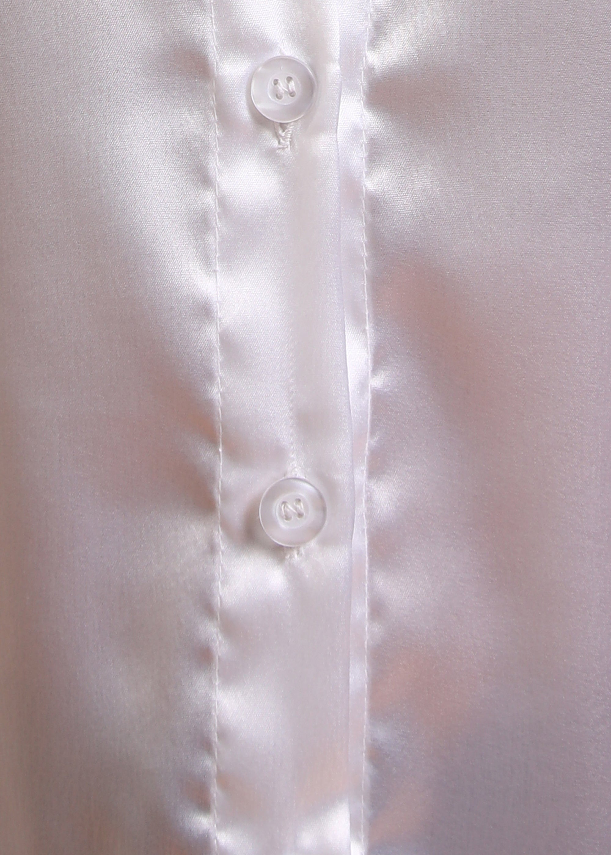 Women White Satin Long Sleeve Button-Down Shirt Top