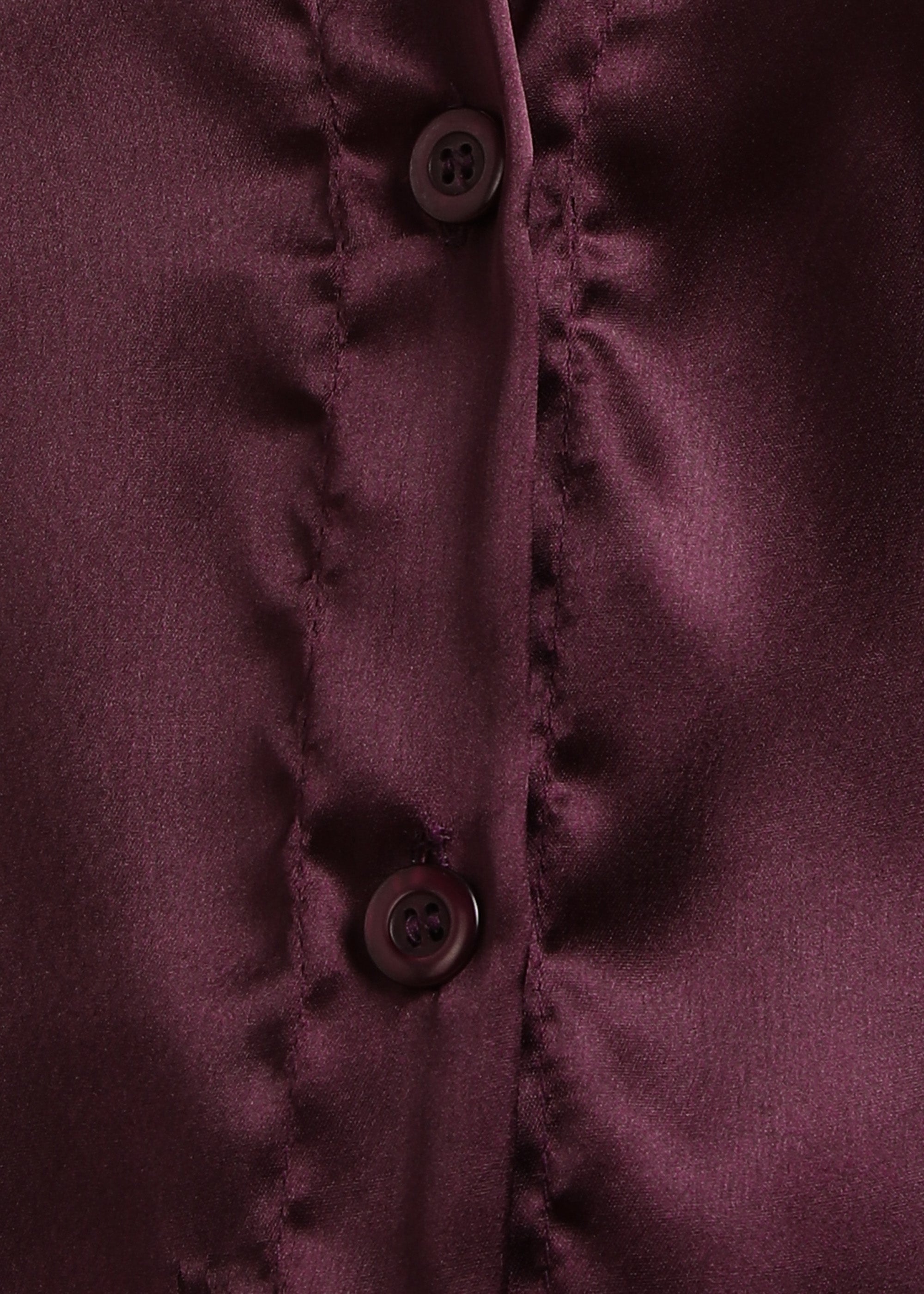 Women Wine Satin Long Sleeve Button-Down Shirt Top