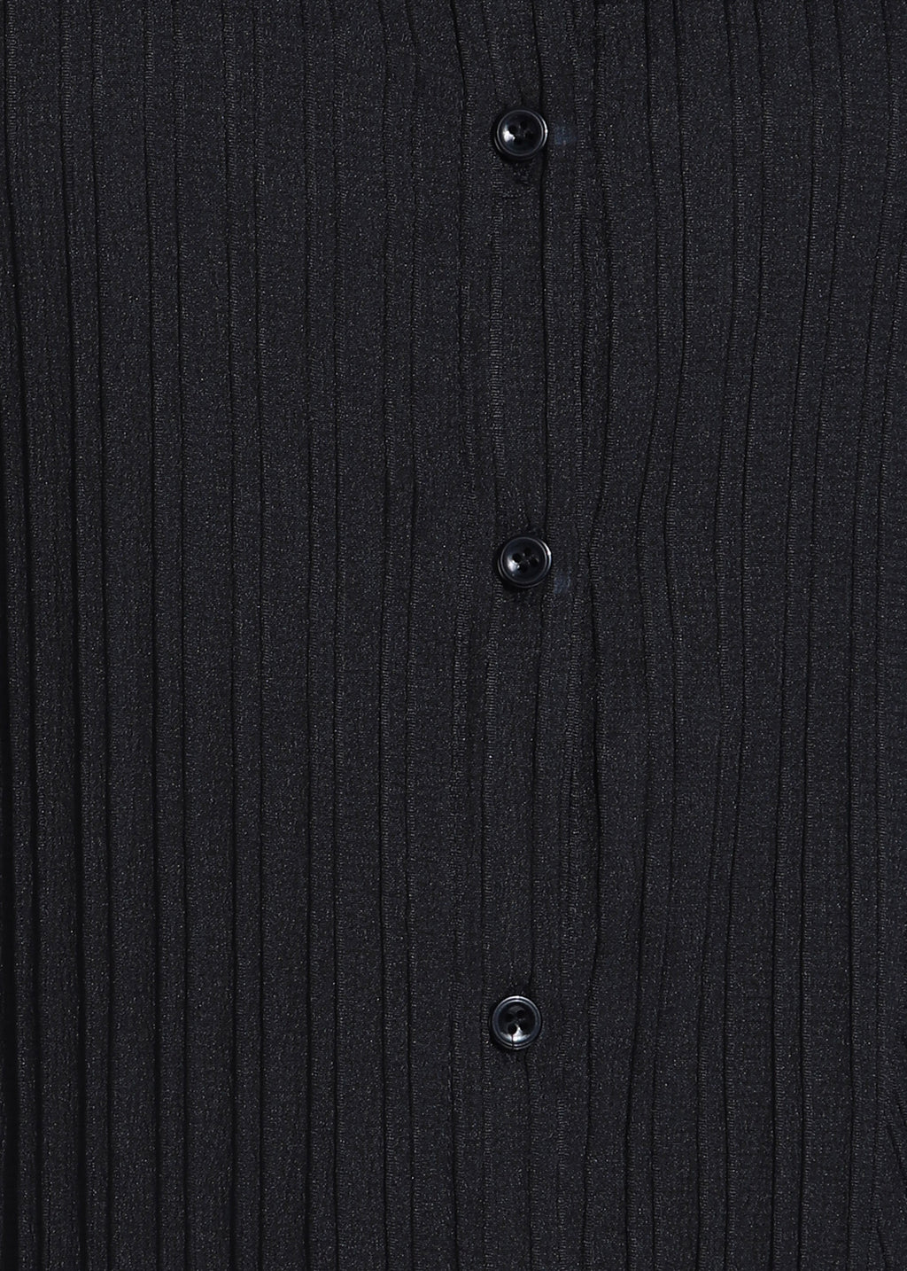 Women Black Ribbed Long Sleeve Button-Down Shirt Top