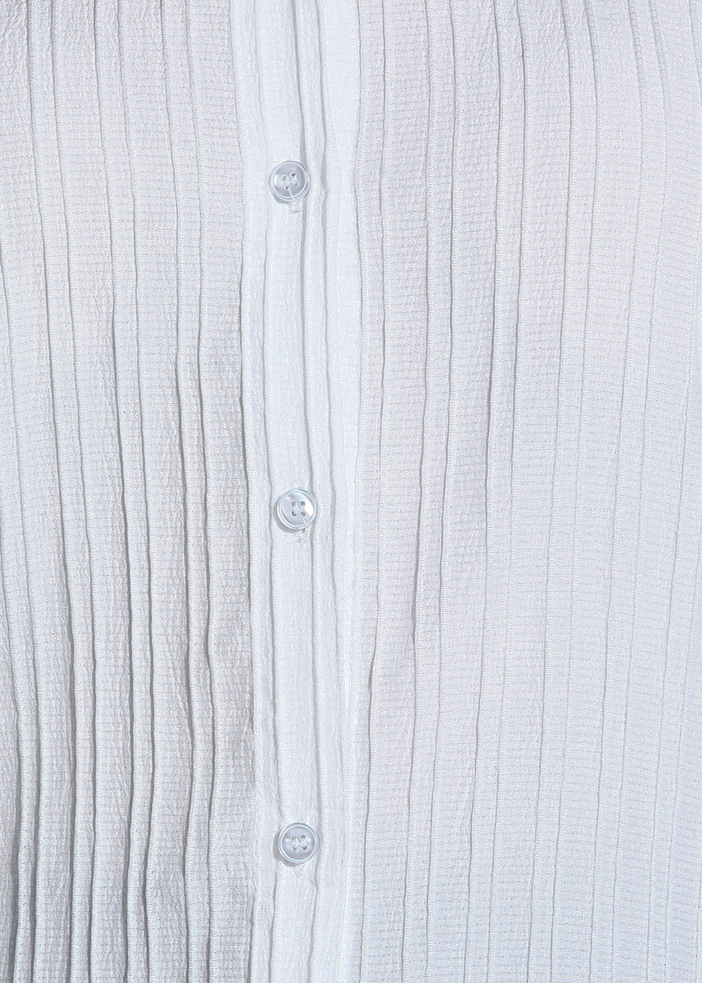 Women White Ribbed Long Sleeve Button-Down Shirt Top