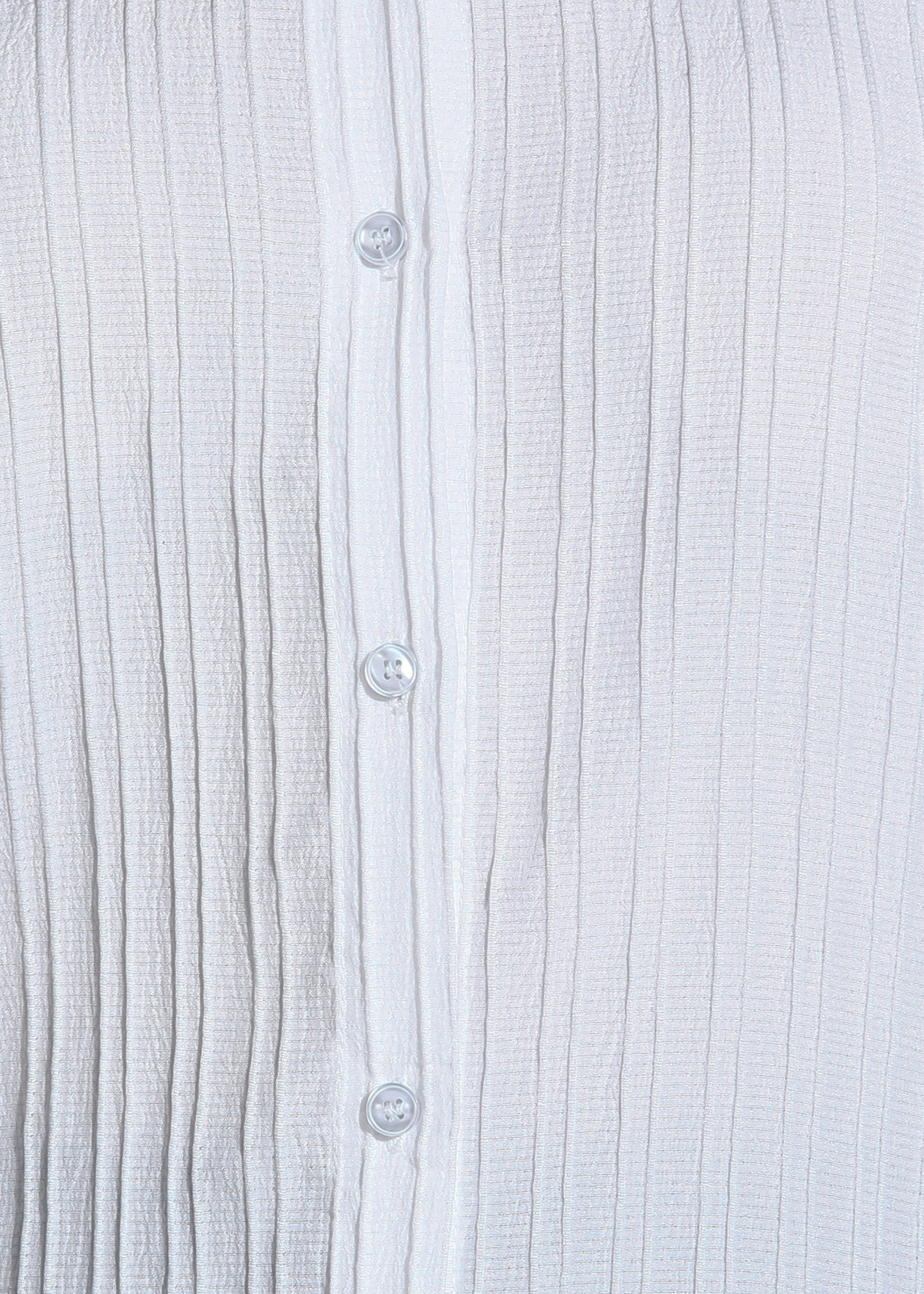 Women White Ribbed Long Sleeve Button-Down Shirt Top