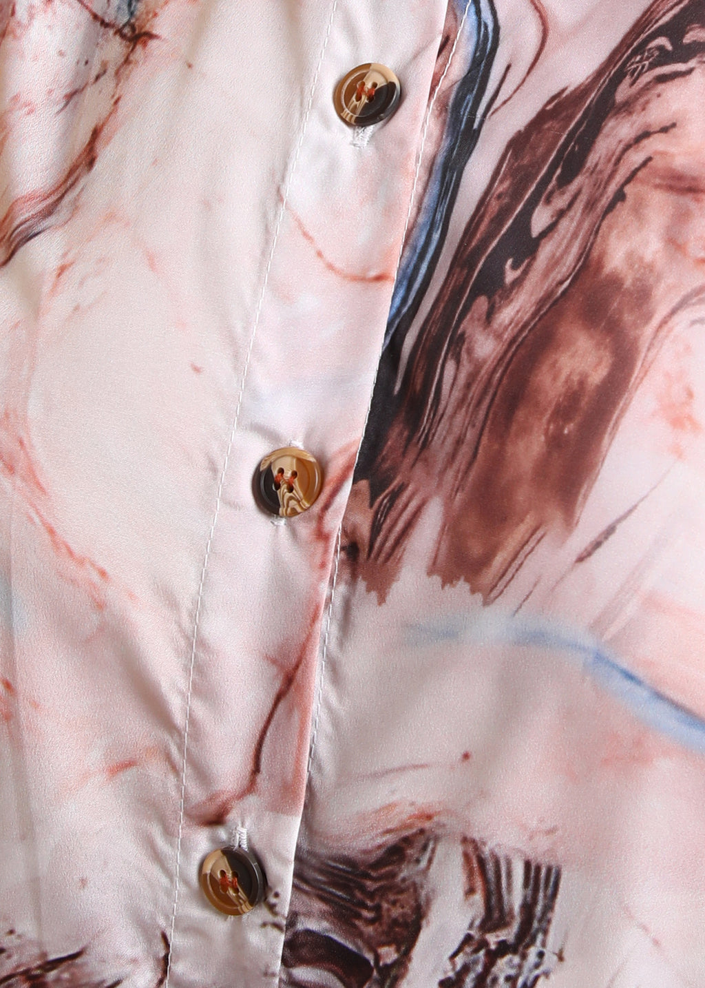 Women Beige Marble Printed Button-Down Long Sleeve Shirt Top