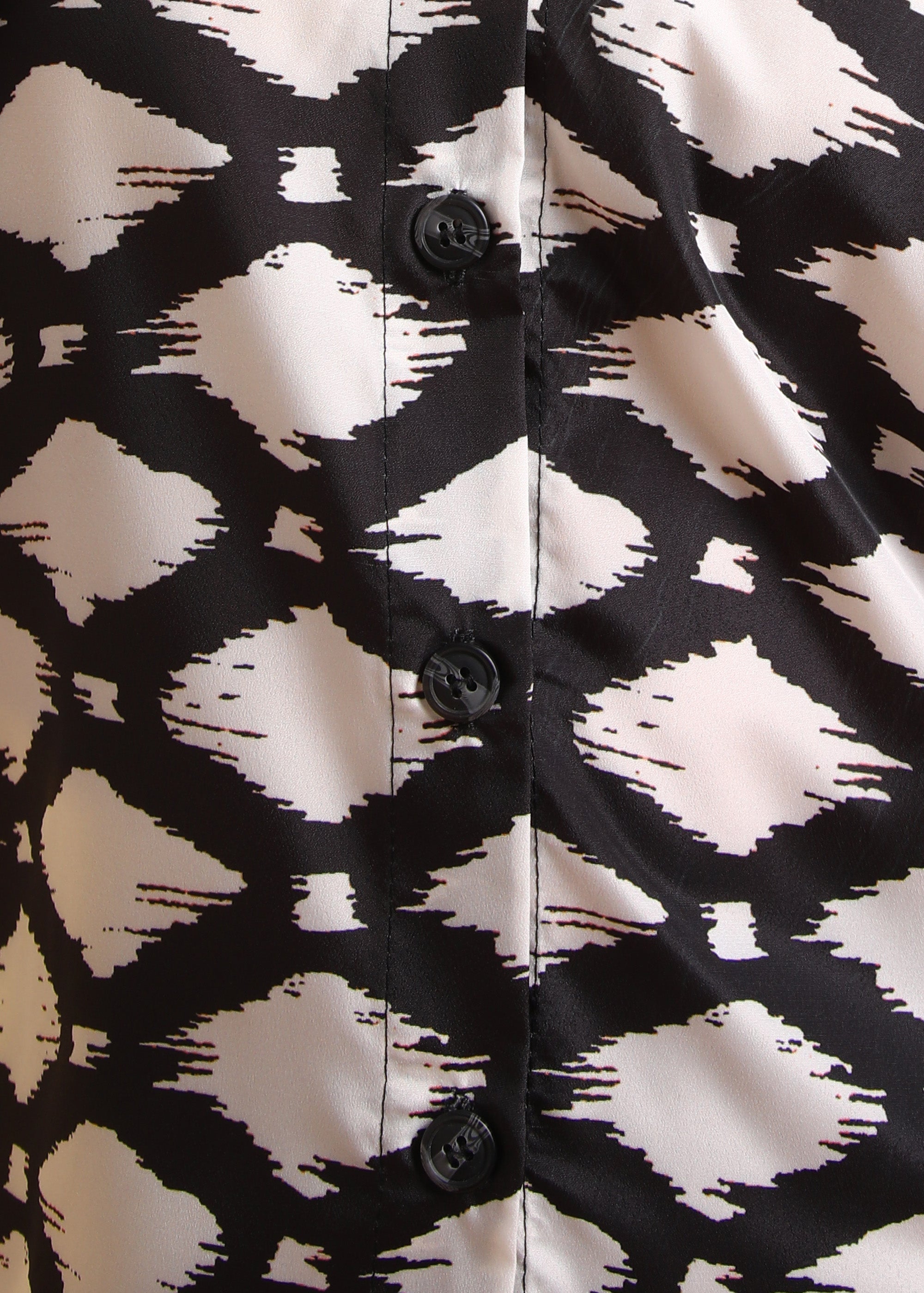 Women Black Marble Printed Button-Down Long Sleeve Shirt Top