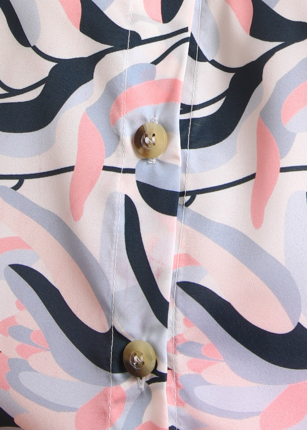 Women White Marble Printed Button-Down Long Sleeve Shirt Top