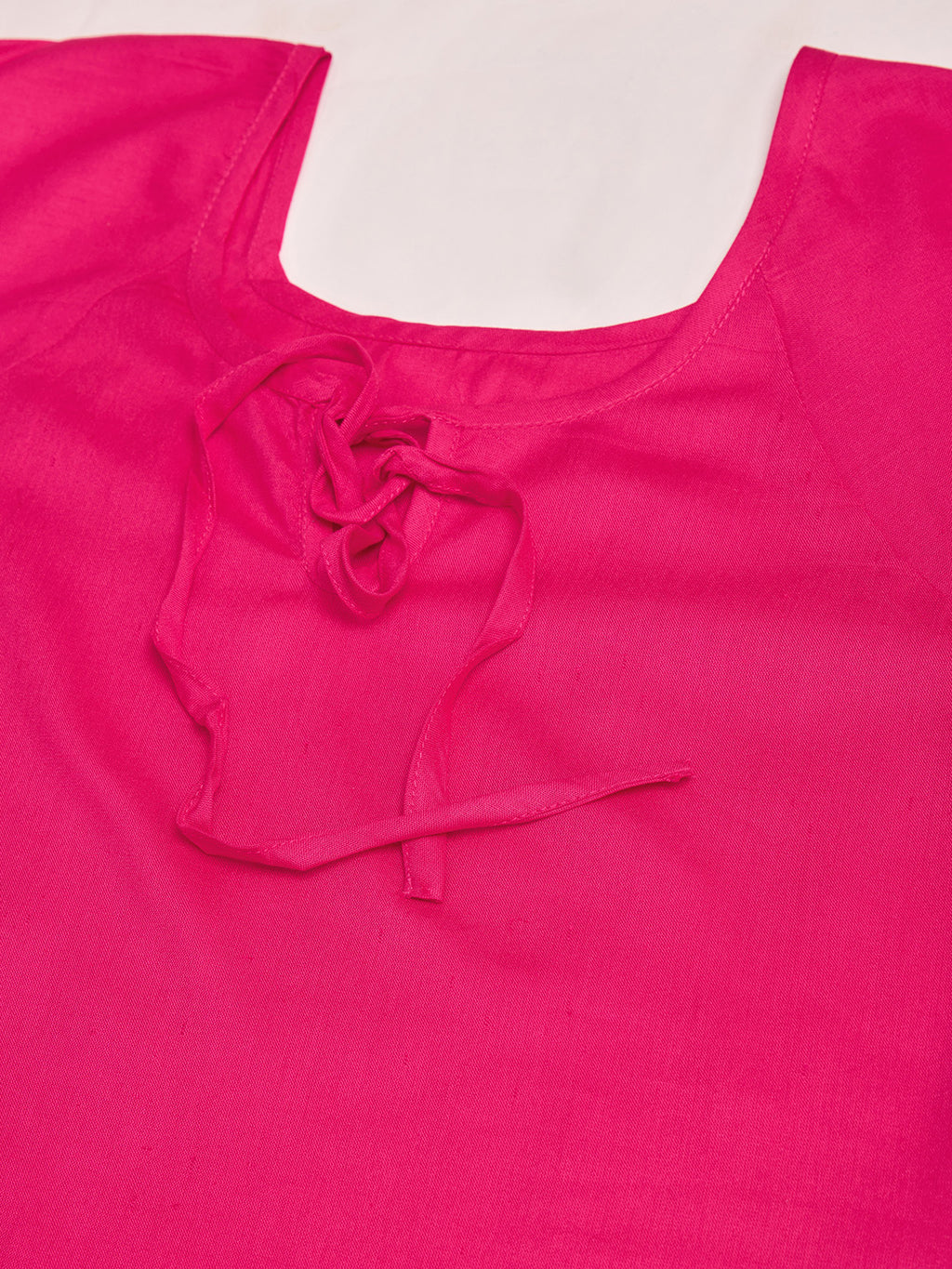 Women Pink Keyhole Neck Bell Short Sleeve Solid Top