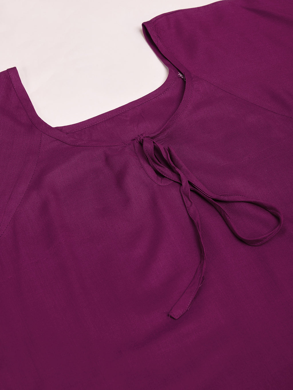 Women Wine Keyhole Neck Bell Short Sleeve Solid Top