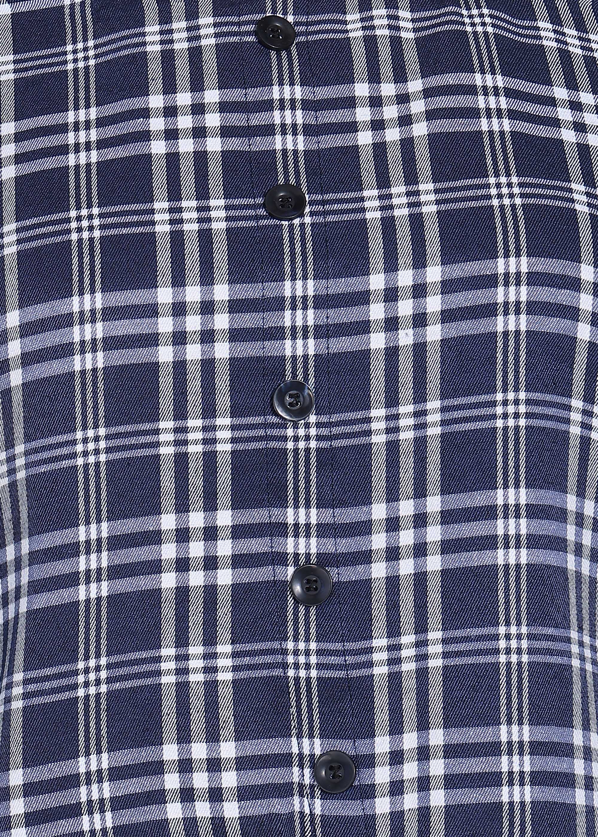 Women Blue Checkered Puff Sleeve Square Neck Top