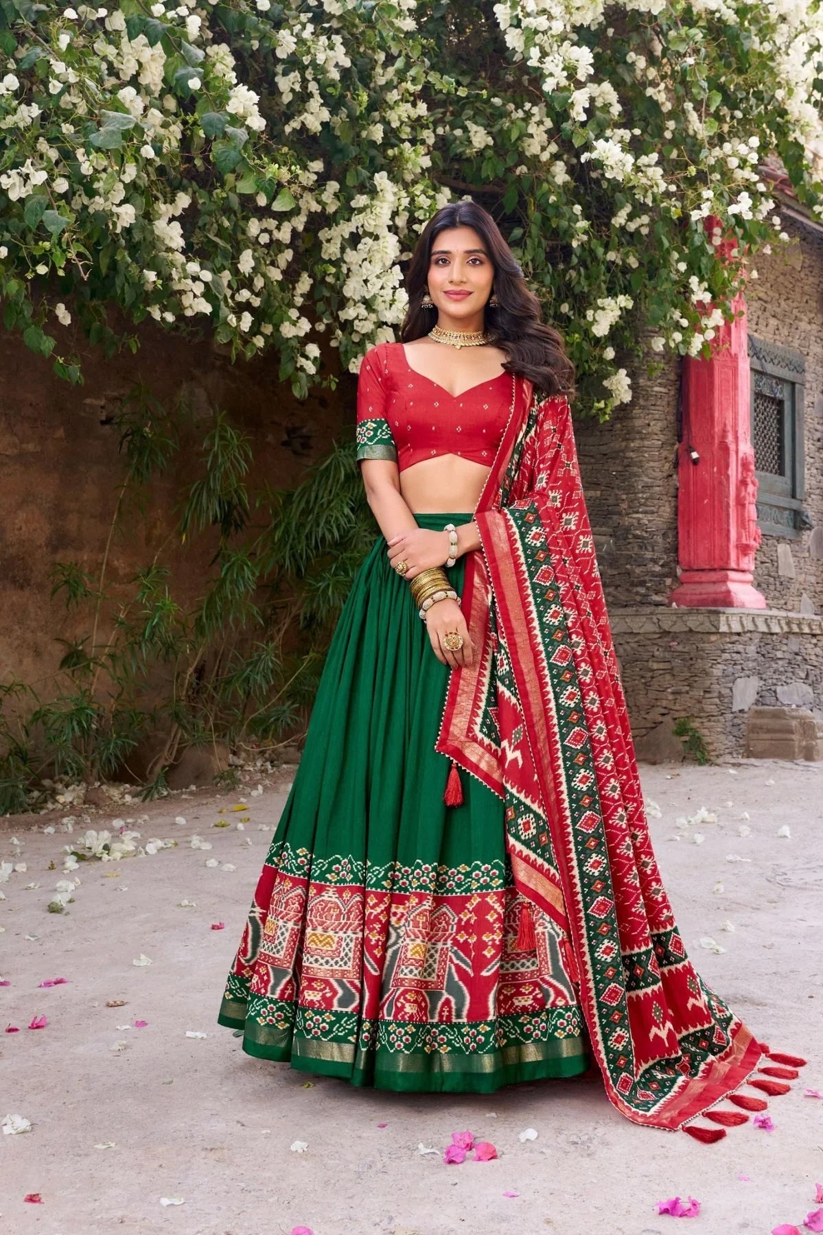 Traditional Green Digital Print Lehenga Choli