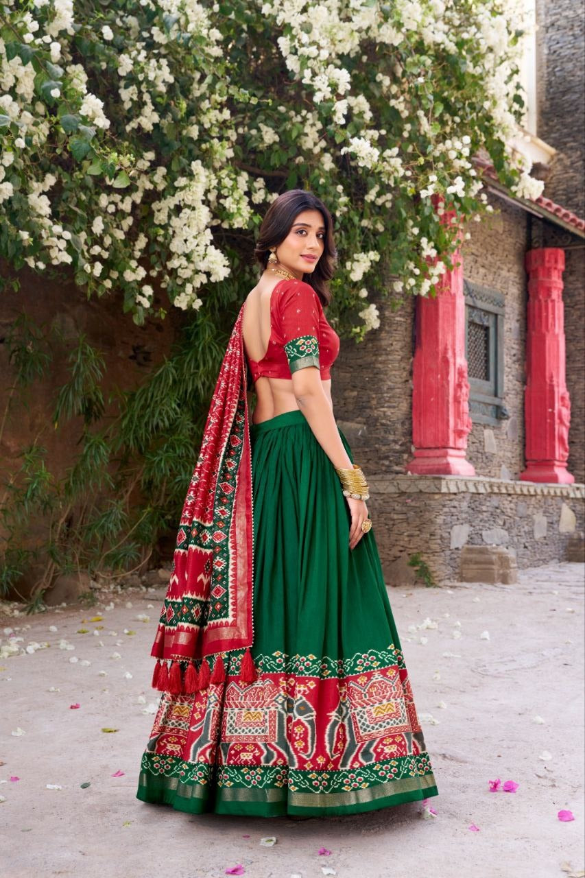 Traditional Green Digital Print Lehenga Choli