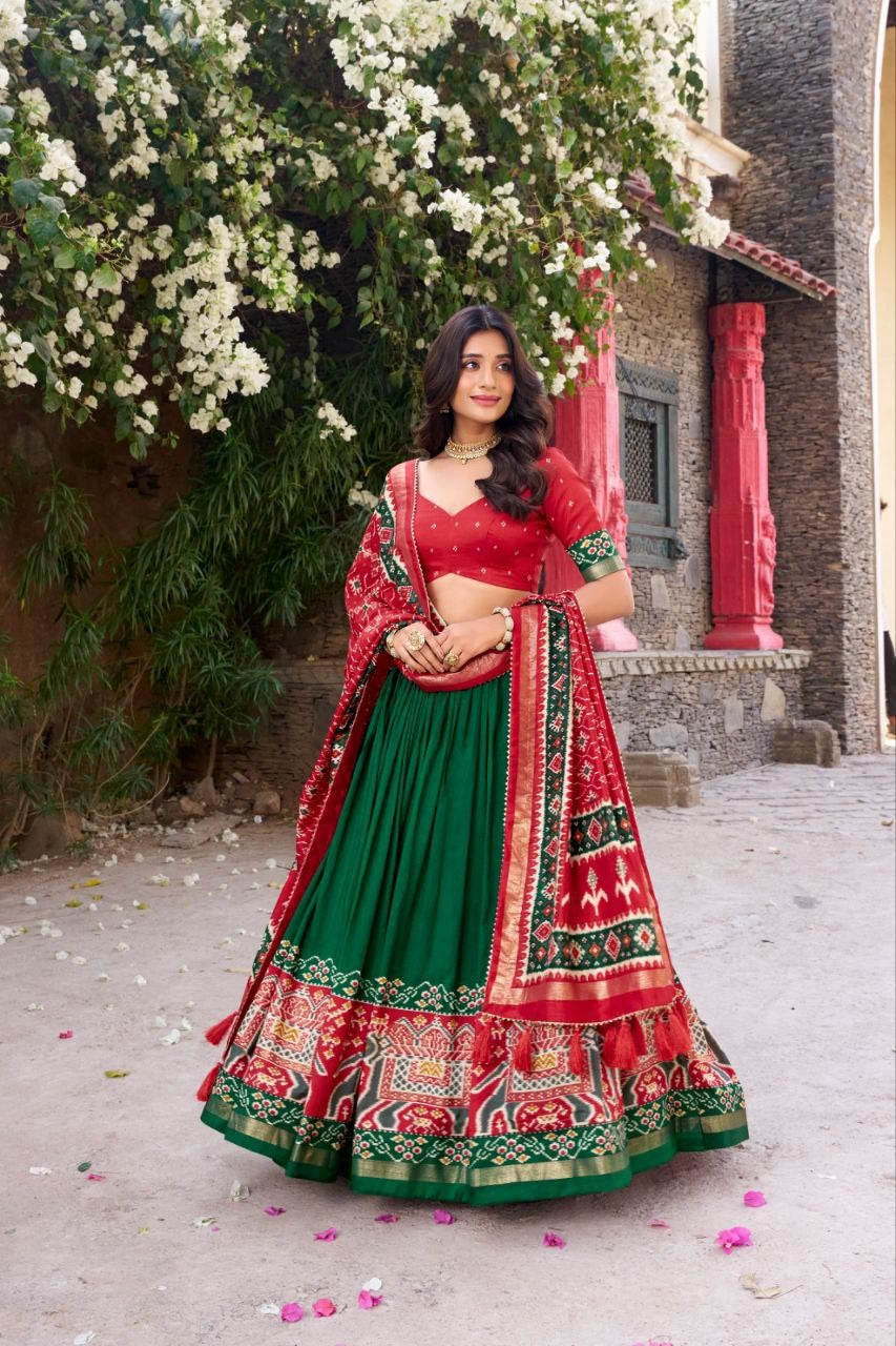 Traditional Green Digital Print Lehenga Choli
