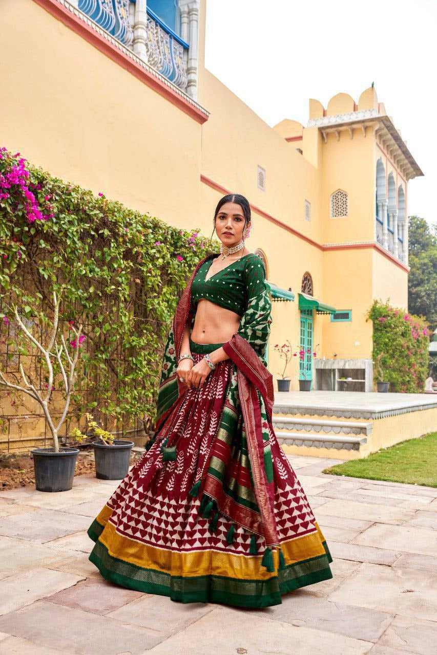 Designer Foil Printed Lehenga Premium Dola Fabric