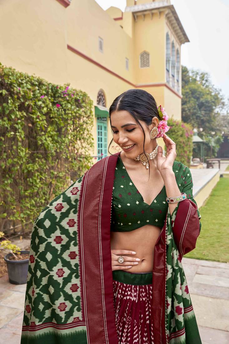 Designer Foil Printed Lehenga Premium Dola Fabric