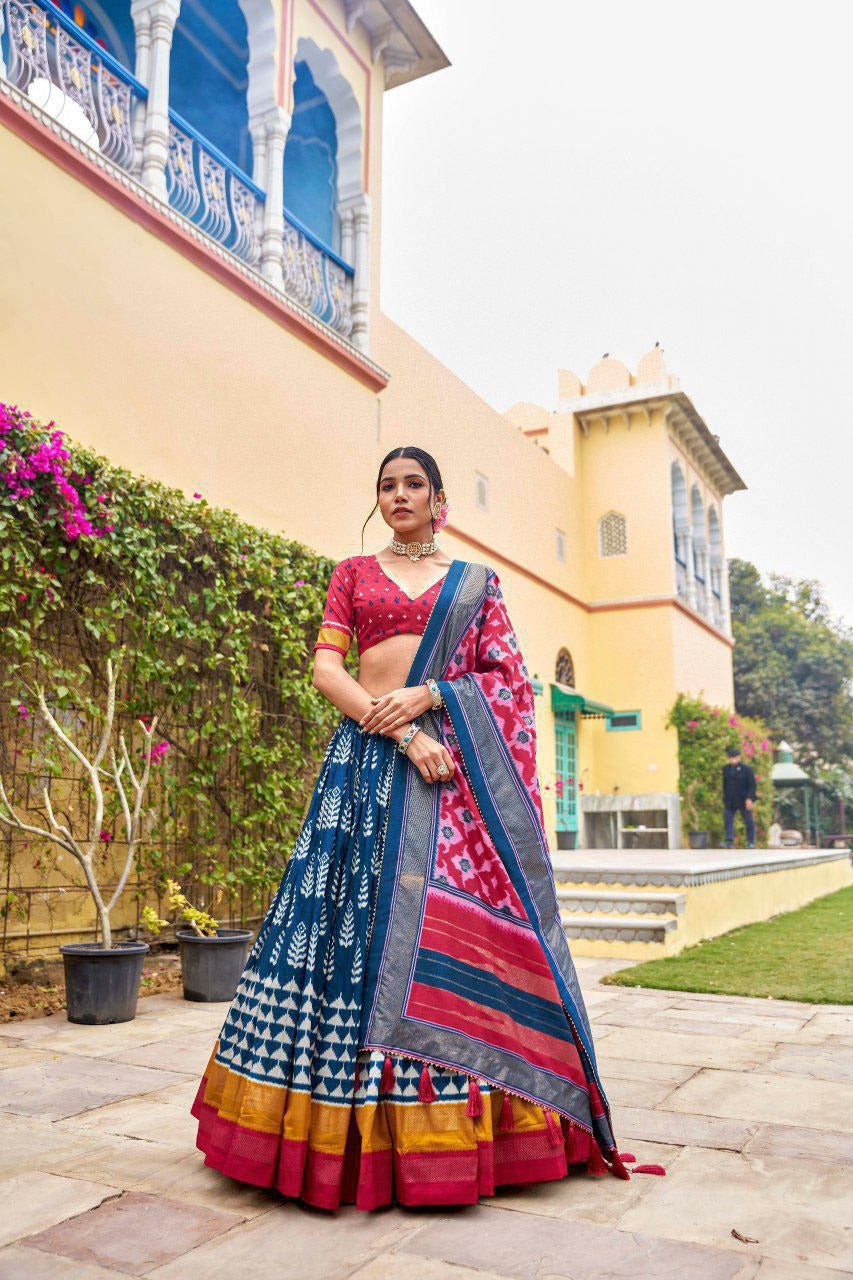 Blue Tussar Silk Lehenga Choli – Navratri Special