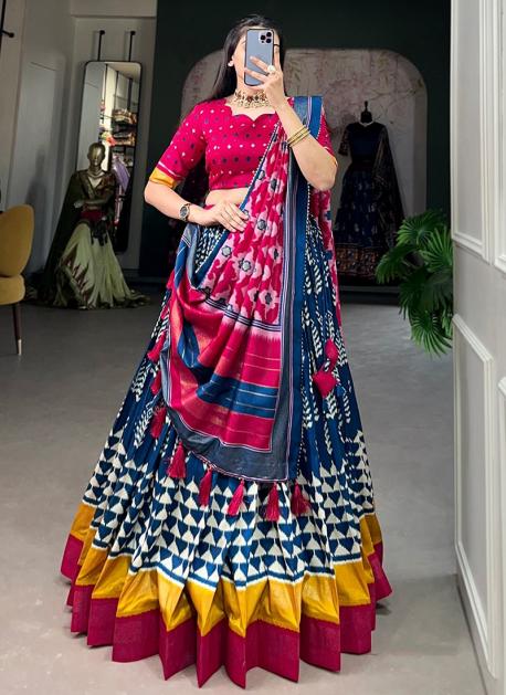 Blue Tussar Silk Lehenga Choli – Navratri Special