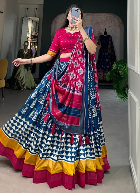 Blue Tussar Silk Lehenga Choli – Navratri Special