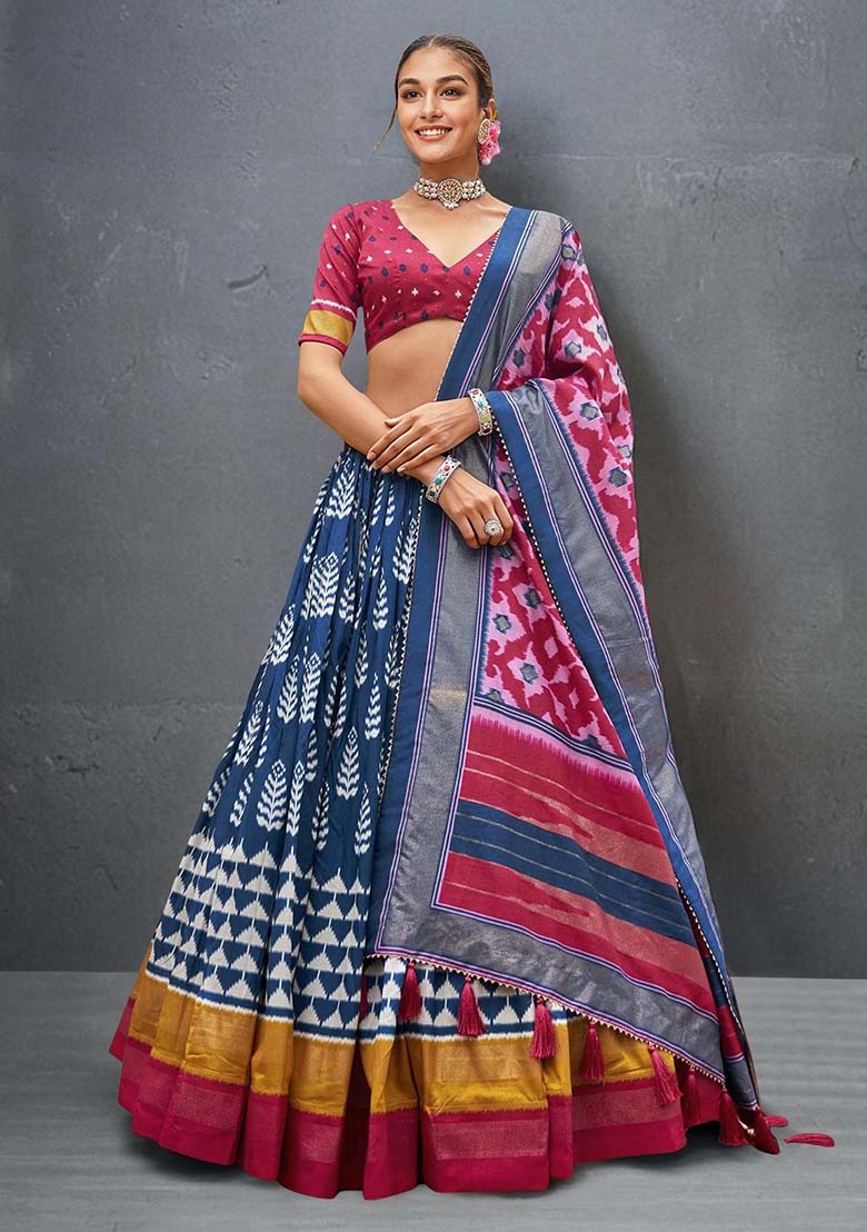 Blue Tussar Silk Lehenga Choli – Navratri Special
